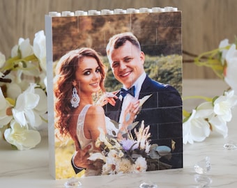 Personalised Portrait Photo Block made from, LEGO® Bricks, Personalised white Building Blocks