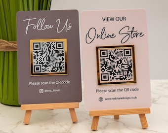 Mini QR Code Social Media Display Sign Facebook, Instagram, Business Sign, Menu, Reviews, Payment Sign, Appointments