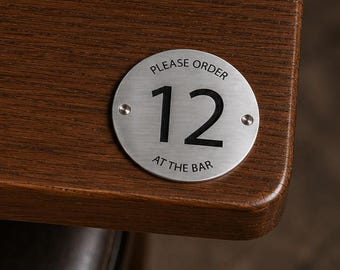 Personalised Engraved table numbers, Round 4 sizes, Table, Menus, Locker, Restaurant, Menus 9 Colour Choices