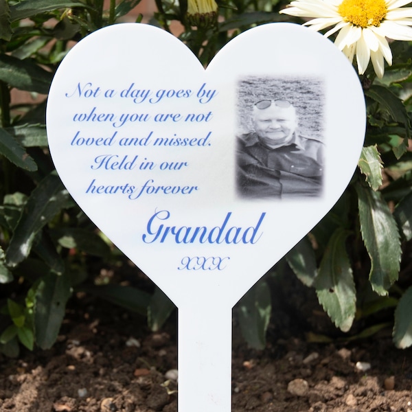 Personalised Acrylic In Loving Memory Heart Memorial Grave Marker
