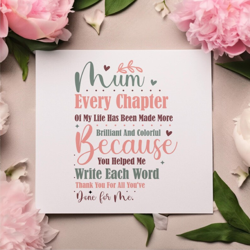 Mum Thank You Card, Card for Mothers Day, Mum Mothers Day Cards for Her ...