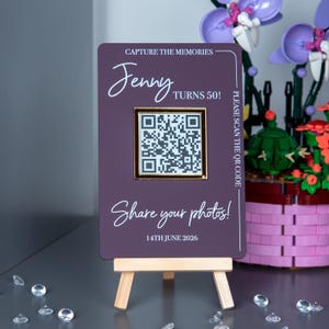 Cartello QR personalizzato "Cattura i ricordi" per foto di feste di compleanno/condivisione di foto di eventi