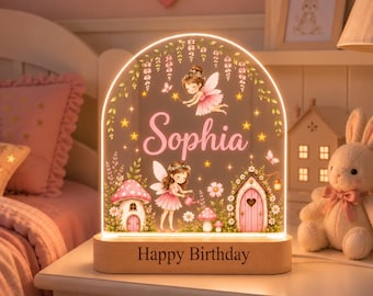 Personalised  Night Light, Fairies, New Baby, 1st Birthday, Christening gift, Nursery Light
