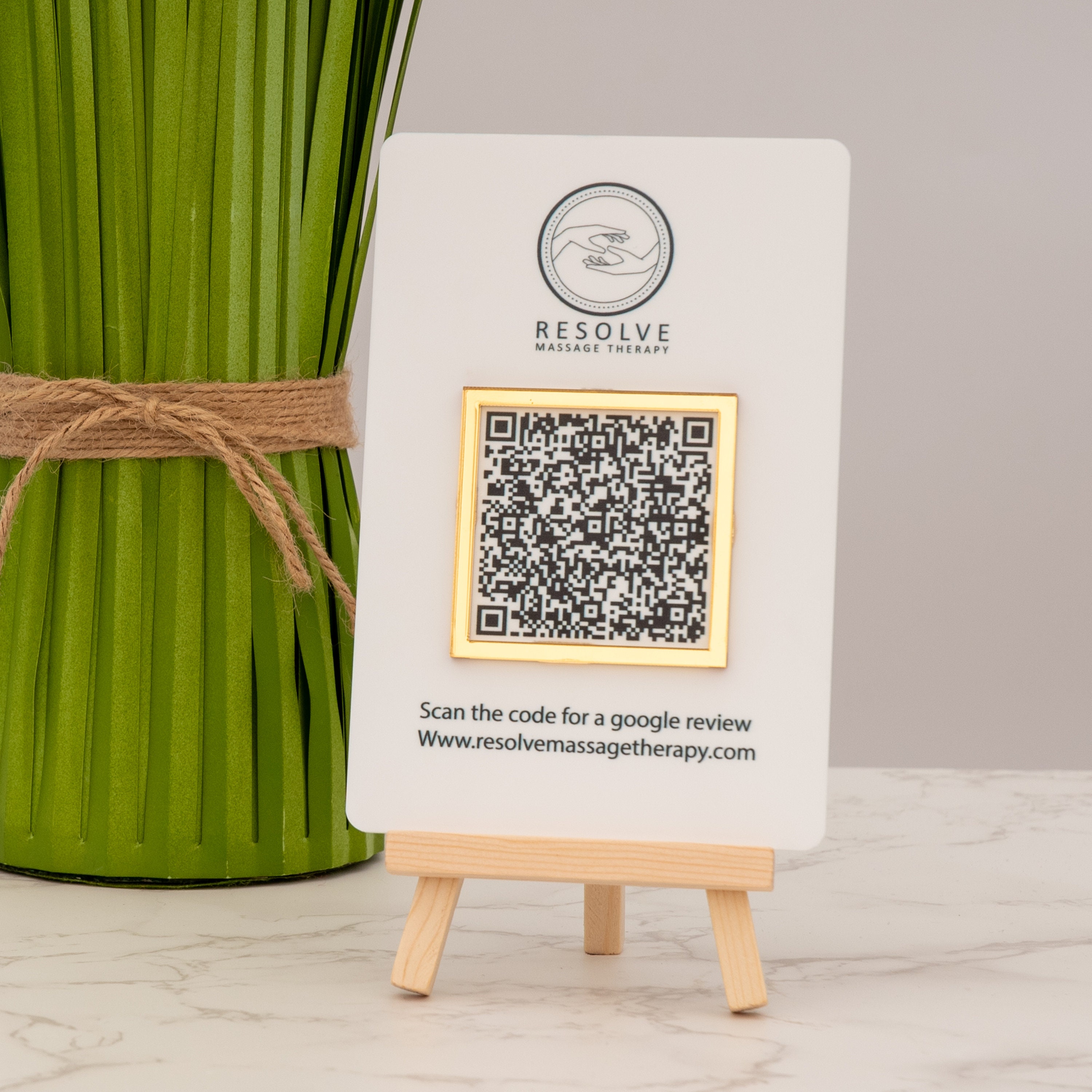 Mini QR Code Social Media Display Sign With Business Logo