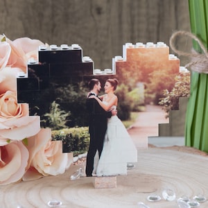 Personalised Photo Heart made from, LEGO® Bricks, Personalised white Building Blocks. Available in 3 sizes