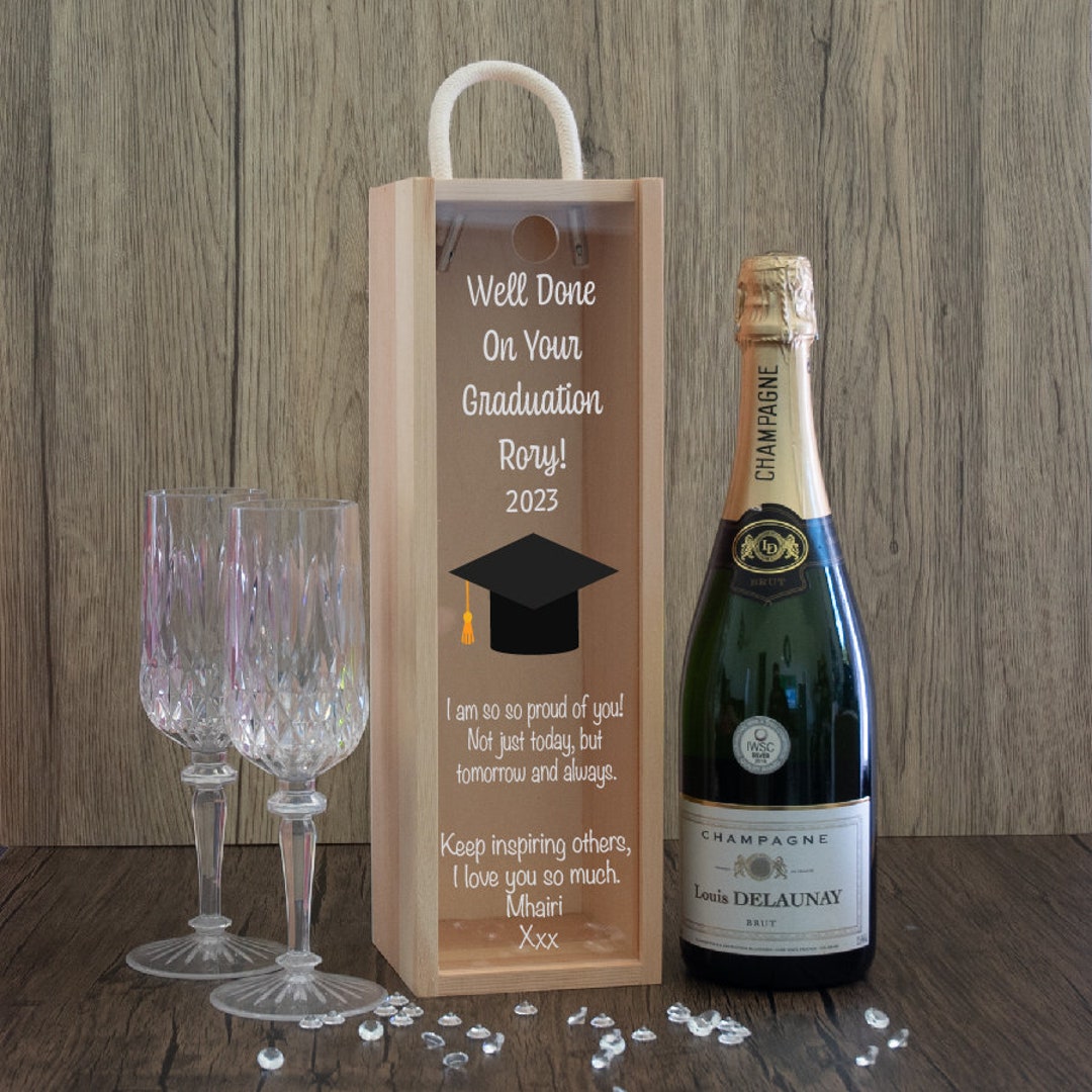 Timber Graduation Box Personalised Graduation Design Wooden Bottle Box With Clear Acrylic or ...
