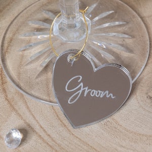 Personalised Heart Any Occasion Mirrored Party Favour Drink Glass Charms