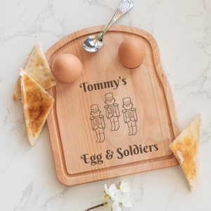 Personalized Wooden Egg & Soldiers Breakfast Board: Custom Dippy Egg Tray