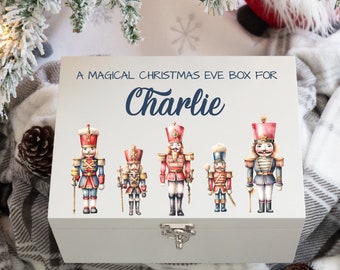 Personalised Traditional Nutcracker Christmas Eve White Wooden Box