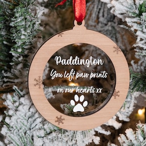 Personalised Pet Paw Print Memorial Christmas Tree Decoration | Pet Christmas Memorial