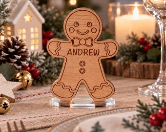 Personalised Wooden Gingerbread Man Place Name
