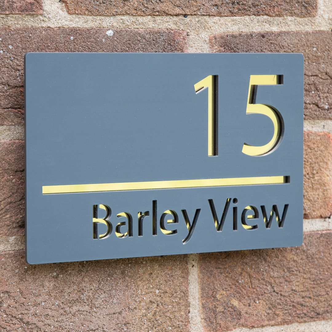 Personalised Rectangular Modern Mirror Acrylic House Sign Available in ...