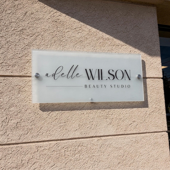 Modern Acrylic Business Sign - Custom Logo and Address with 18 Colour Options & 13 Sizes