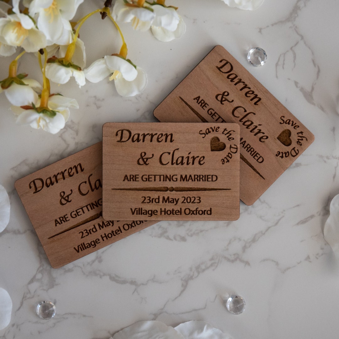 Rustic Rectangle Save the Date Wooden Fridge Magnet - Etsy