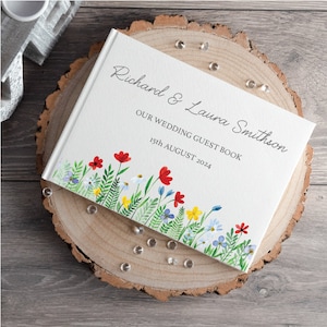 Personalised Wildflower Wedding Engagement Guest Book
