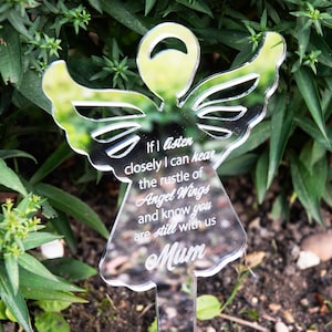 Personalised Angel Mirror Acrylic Grave Memorial Marker