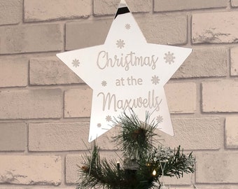 Personalised Acrylic Christmas At The Star Tree Topper