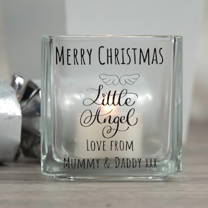 Personalised Angel Memorial Glass Tea Light Holder