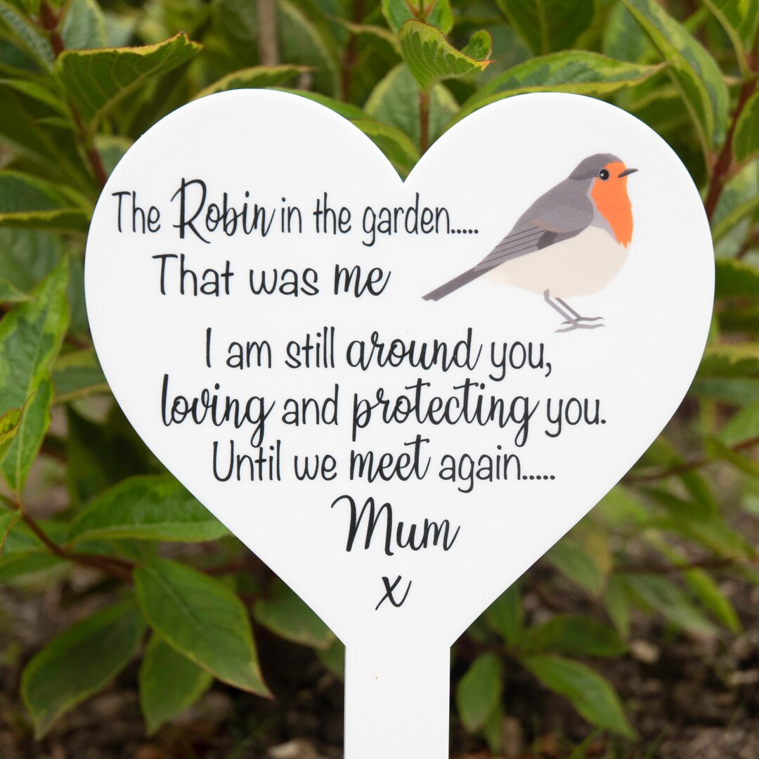 Personalised Robin Heart Memorial Acrylic Grave Marker - Etsy