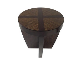 Modern Round End Table With Custom Zembrano Finish