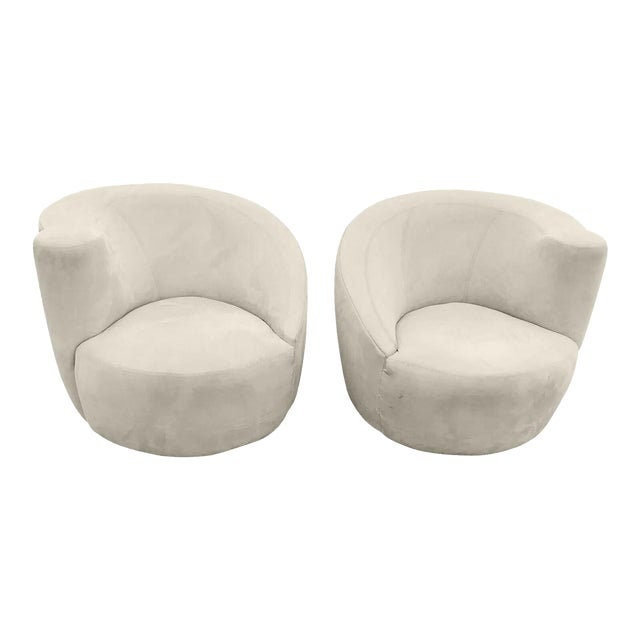 Vintage Vladimir Kagan Nautilus Swivel Lounge Chairs Boucle Fabric Pair Etsy UK