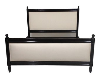 Modern Cream Chenille Upholstered Cal King Size Bedframe