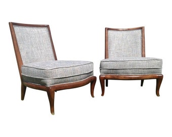 Mid-Century Style Modern Slipper Chairs - a Pair