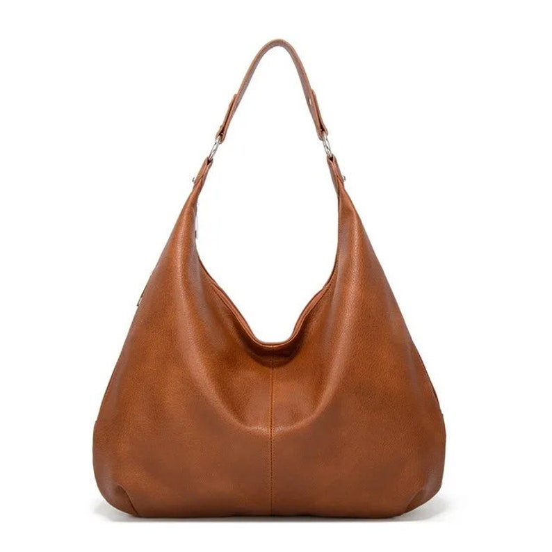 Umhängetasche aus Leder, Braune Hobo Tasche, Ledertasche für jeden Tag, Einkaufstasche für Frauen, Schwarz Burgundy Grün Grau Marine Tasche, Weiche Ledertasche Bild 9