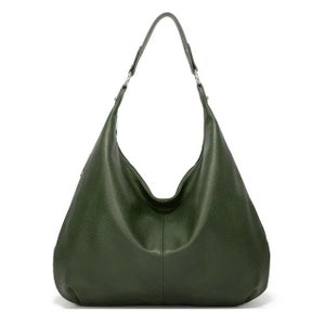 Umhängetasche aus Leder, Braune Hobo Tasche, Ledertasche für jeden Tag, Einkaufstasche für Frauen, Schwarz Burgundy Grün Grau Marine Tasche, Weiche Ledertasche Dark Green