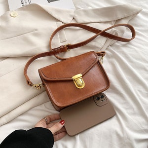 Mini Leather Bag, Leather Shoulder Bag, Crossbody Bag, Solid Color Bag, Phone Bag, PU Leather Bag, Vintage Square Bag, Minimalist Bag. image 9