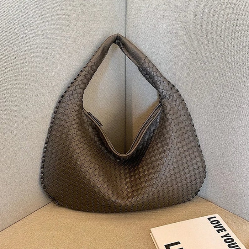 Hobo Bag Luxus Knoten gewebte Umhängetasche Große Ledertasche für Sie Vegan Leder Premium Tasche große geflochtene Leder Geldbörse Schultertasche Bild 5