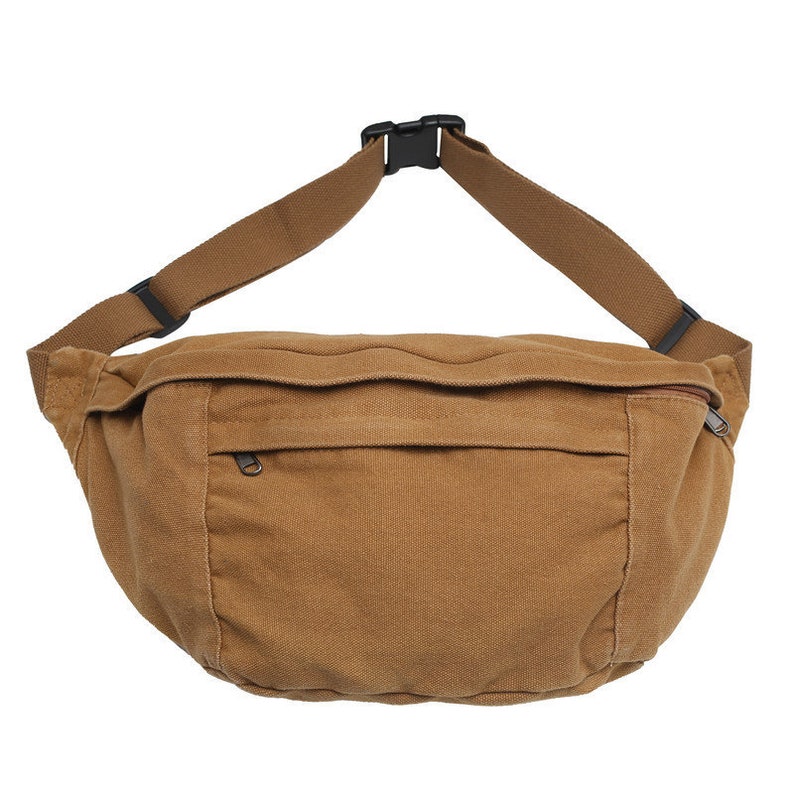 Bolso de pecho de lona, bolso de cintura minimalista, bolso de cabestrillo, bolso bandolera de gran capacidad, bolso deportivo, bolso de ciclismo, bolso de gimnasio, bolso de teléfono, bolso casual BROWN