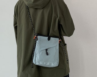 Kleine Crossbody Tas met ritssluiting, Canvas Square Messenger Bag Dames, Minimalistische Telefoontas, Sling Bag, Terug naar School, Crossbody Portemonnee