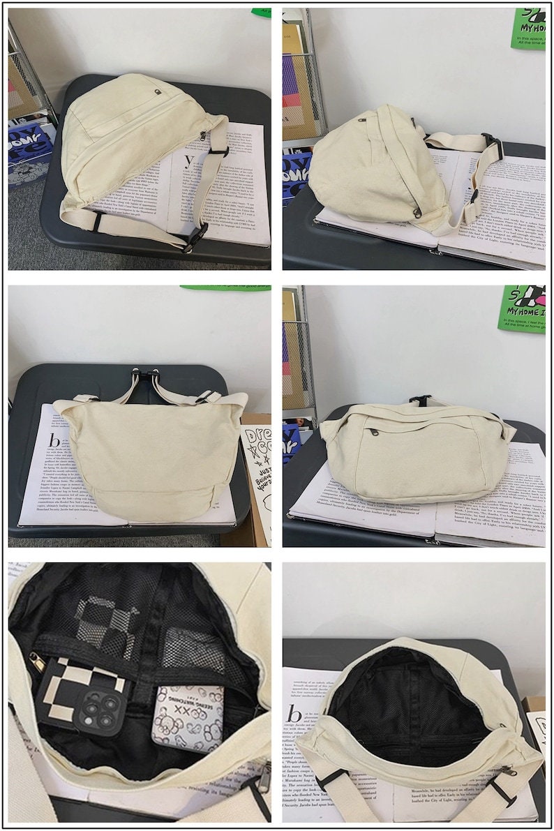 Brusttasche aus Segeltuch, Minimalistische Gürteltasche, Schultertasche, Crossbody-Tasche mit großer Kapazität, Sporttasche, Fahrradtasche, Sporttasche, Telefontasche, Freizeittasche Bild 9