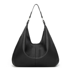 Umhängetasche aus Leder, Braune Hobo Tasche, Ledertasche für jeden Tag, Einkaufstasche für Frauen, Schwarz Burgundy Grün Grau Marine Tasche, Weiche Ledertasche Black