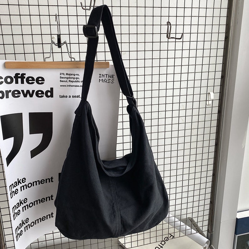 Große Umhängetaschen aus Segeltuch für Damen mit Reißverschluss, Schultasche für Studenten, modische Umhängetasche mit Fassungsvermögen Bild 3