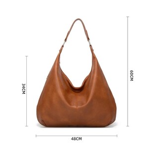 Umhängetasche aus Leder, Braune Hobo Tasche, Ledertasche für jeden Tag, Einkaufstasche für Frauen, Schwarz Burgundy Grün Grau Marine Tasche, Weiche Ledertasche Bild 4