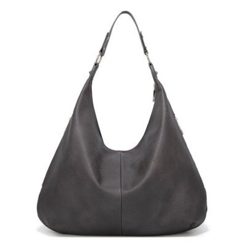 Umhängetasche aus Leder, Braune Hobo Tasche, Ledertasche für jeden Tag, Einkaufstasche für Frauen, Schwarz Burgundy Grün Grau Marine Tasche, Weiche Ledertasche Dark Grey