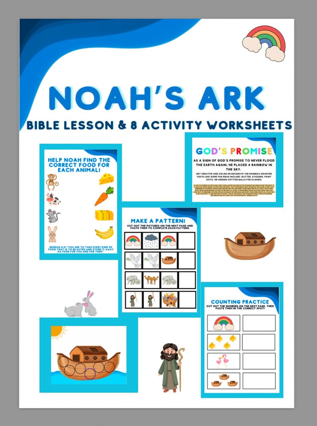 Noah&rsquo;s Ark Bible Lesson and Acivity Worksheets - Etsy
