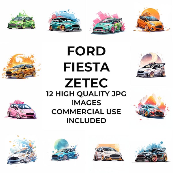 Ford Fiesta Zetec Art Print, Iconic Compact Car clipart for Auto Enthusiasts, Instant Download, Nostalgic Automotive jpg