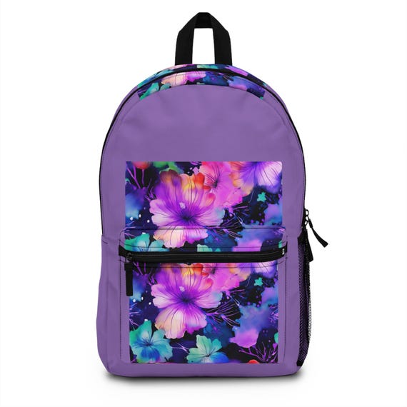 Vibrant Floral Backpack: Colorful School Travel Book Bag - Etsy display picture 3