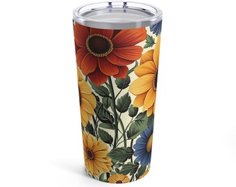 Vaso de acero inoxidable con diseño floral: aislado, 20 oz