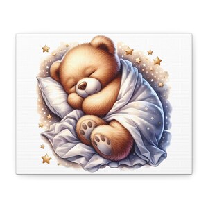 Sleeping Bear Canvas Art: Cozy Nursery Wall Decor