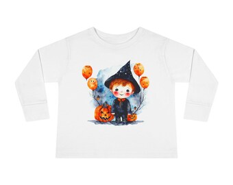 Kleinkind Langarm T-Shirt, Halloween Kostüm Shirt, niedlicher kleiner Zauberer, Kinder Halloween Outfit, magisches Kleinkind Shirt