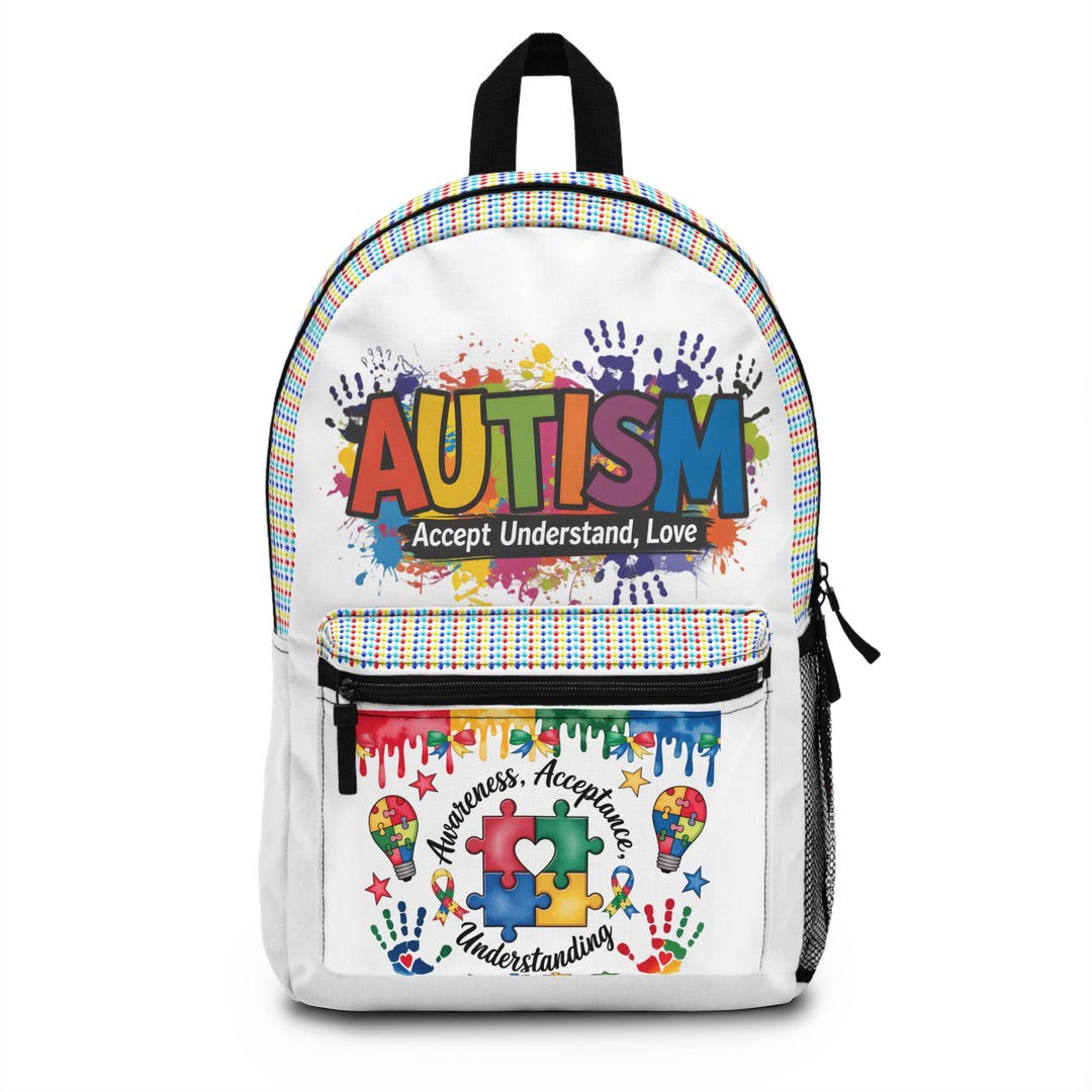 Colorful Autism Support Backpack, Autism Support - Backpack, School Bag ...