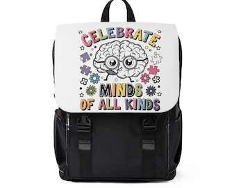 Supportive Autism Awareness Backpack, Unisex Shoulder Bag for Advocates, Mindful Minds Design, Autism Supporter Gift, Casual Daypack, School