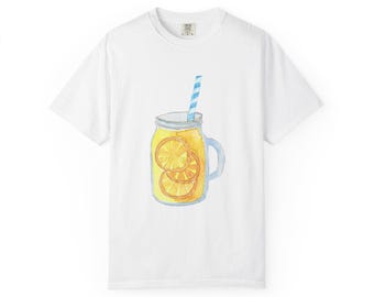 Lemon Print T-Shirt: Unisex Garment-Dyed Cotton Tee