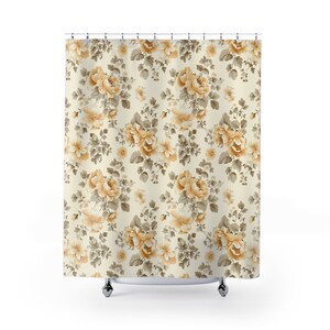 Cortina de chuveiro com estampa floral, decoração botânica para banheiro, inspirada na natureza, tecido repelente de água, cortina de banho colorida