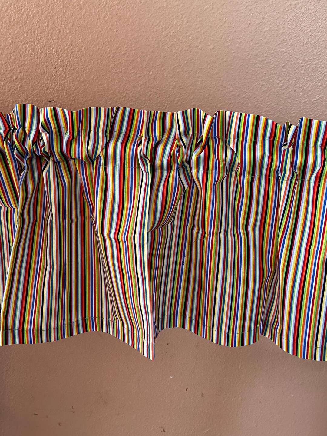 Stripe Window Valance Multi Color Thin Cotton Rod Pocket, 44x14 - Etsy