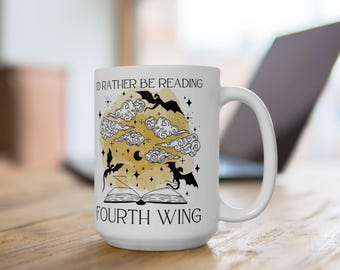 Fourth Wing Ceramic Mug (15oz): Violet Sorrengail, Xaden Riorson, Dragon Riders, Empyrean Series Gifts, Book Lovers, Romantasy, Bookish